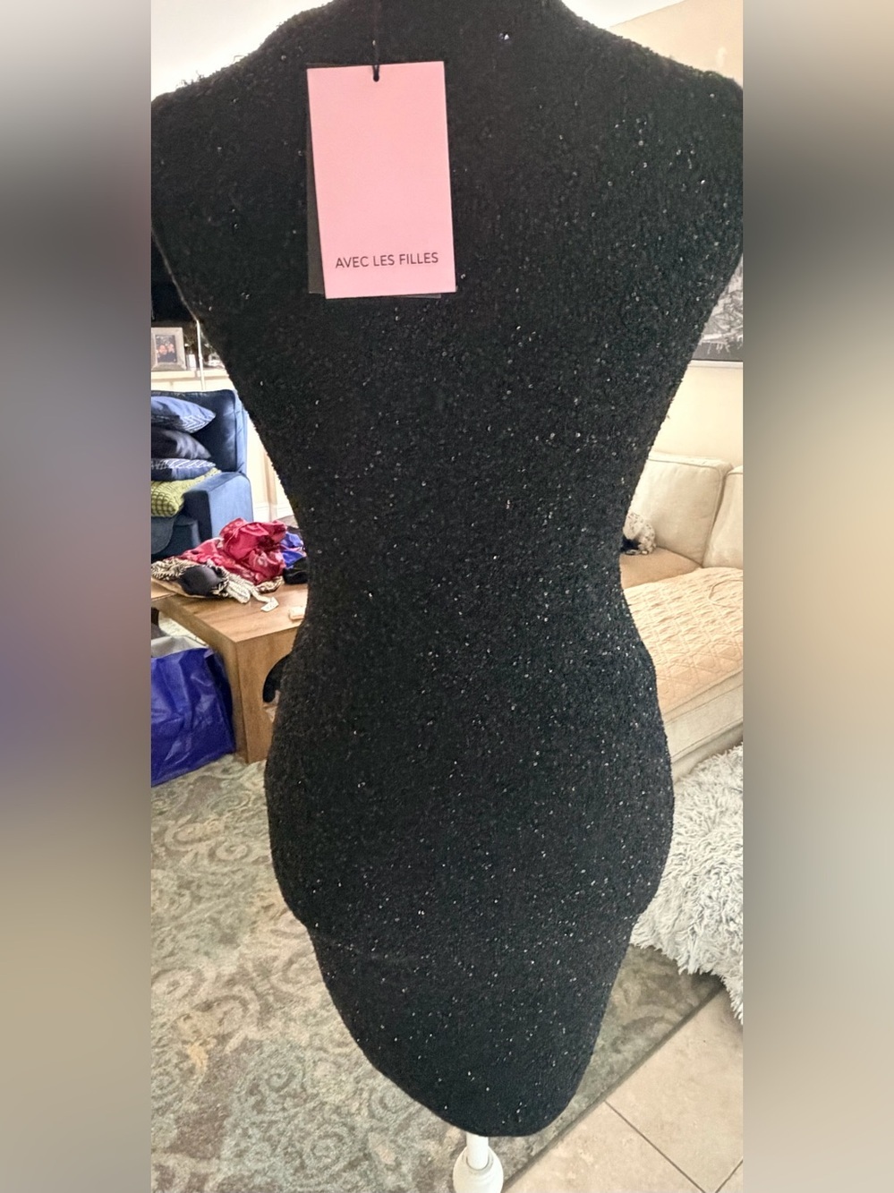 Avec Les Filles Black Sleeveless Turtleneck Mini Dress - Picture 6 of 10